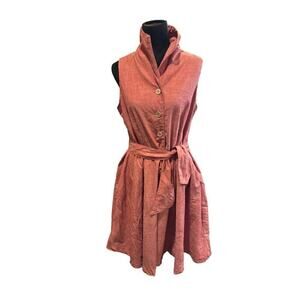 Sharagano Women's RedSleeveless Belted Knee Length Midi Dress Size Medium